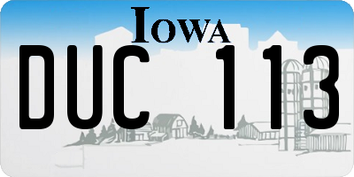 IA license plate DUC113