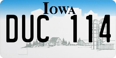 IA license plate DUC114