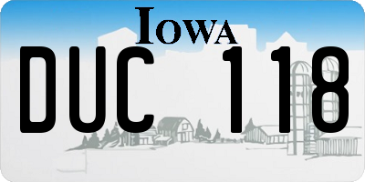 IA license plate DUC118