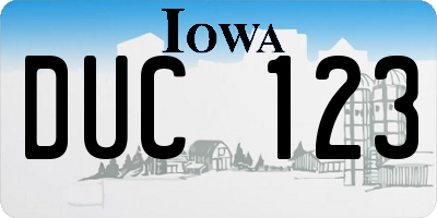IA license plate DUC123