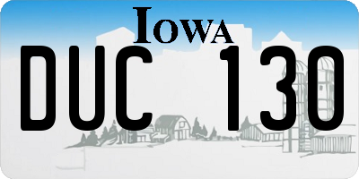 IA license plate DUC130