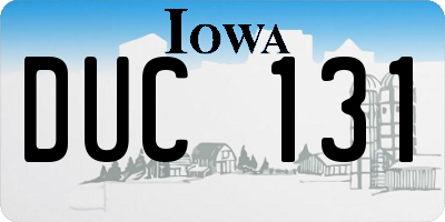 IA license plate DUC131