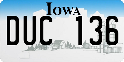 IA license plate DUC136