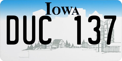 IA license plate DUC137