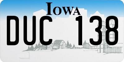 IA license plate DUC138