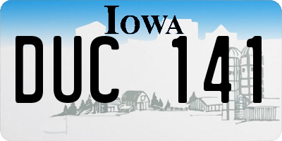 IA license plate DUC141