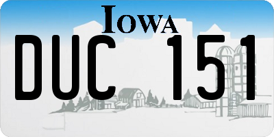 IA license plate DUC151