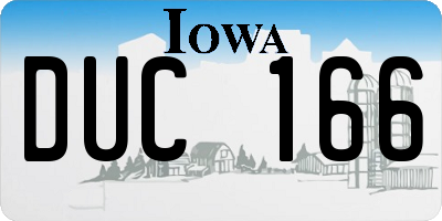 IA license plate DUC166