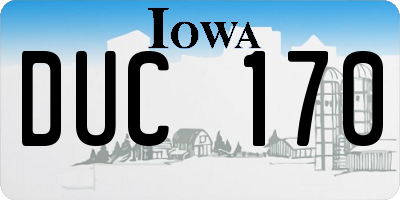 IA license plate DUC170
