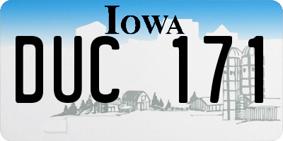 IA license plate DUC171