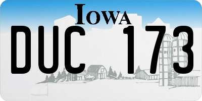 IA license plate DUC173