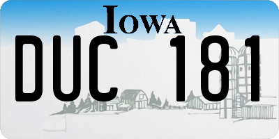 IA license plate DUC181
