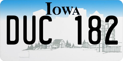 IA license plate DUC182