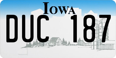 IA license plate DUC187