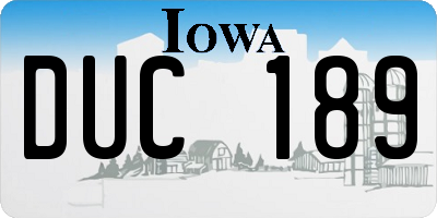 IA license plate DUC189