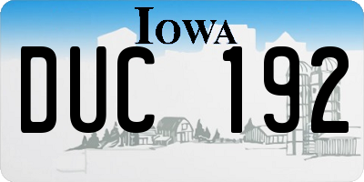IA license plate DUC192