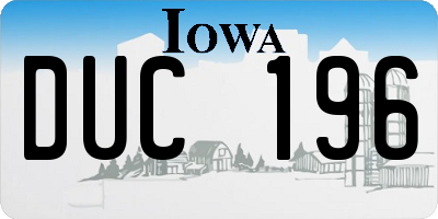 IA license plate DUC196