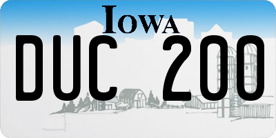 IA license plate DUC200