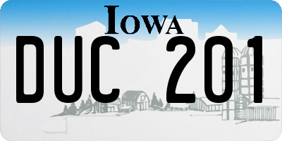 IA license plate DUC201