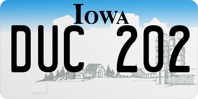 IA license plate DUC202