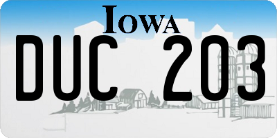 IA license plate DUC203