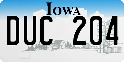 IA license plate DUC204