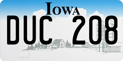 IA license plate DUC208