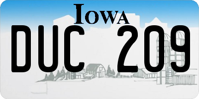 IA license plate DUC209