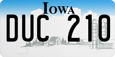 IA license plate DUC210