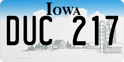 IA license plate DUC217