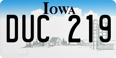 IA license plate DUC219