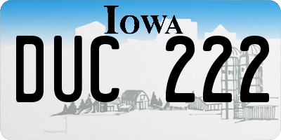 IA license plate DUC222