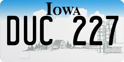 IA license plate DUC227