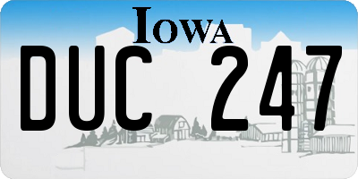 IA license plate DUC247