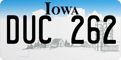 IA license plate DUC262