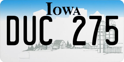 IA license plate DUC275