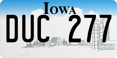 IA license plate DUC277