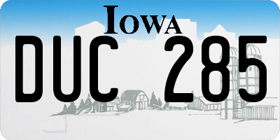 IA license plate DUC285