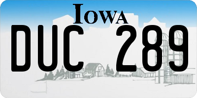 IA license plate DUC289