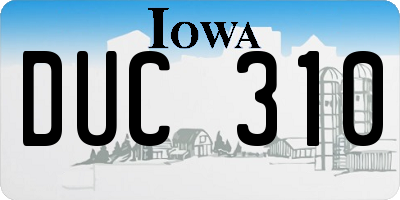 IA license plate DUC310