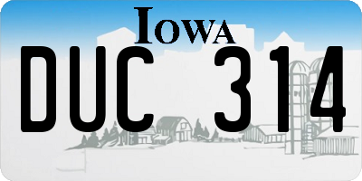 IA license plate DUC314