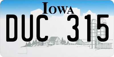 IA license plate DUC315