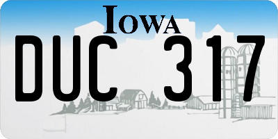 IA license plate DUC317