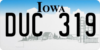 IA license plate DUC319