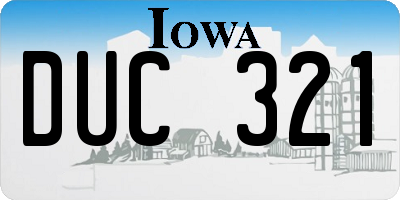IA license plate DUC321