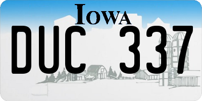 IA license plate DUC337