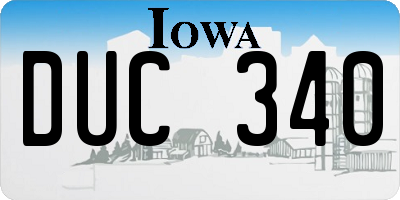 IA license plate DUC340