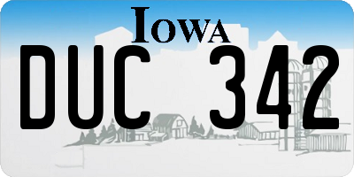 IA license plate DUC342