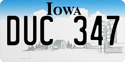 IA license plate DUC347