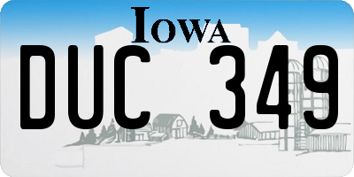 IA license plate DUC349